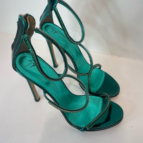 Giuseppe Zanotti Emerald Strappy Heels - Picture 1 of 7